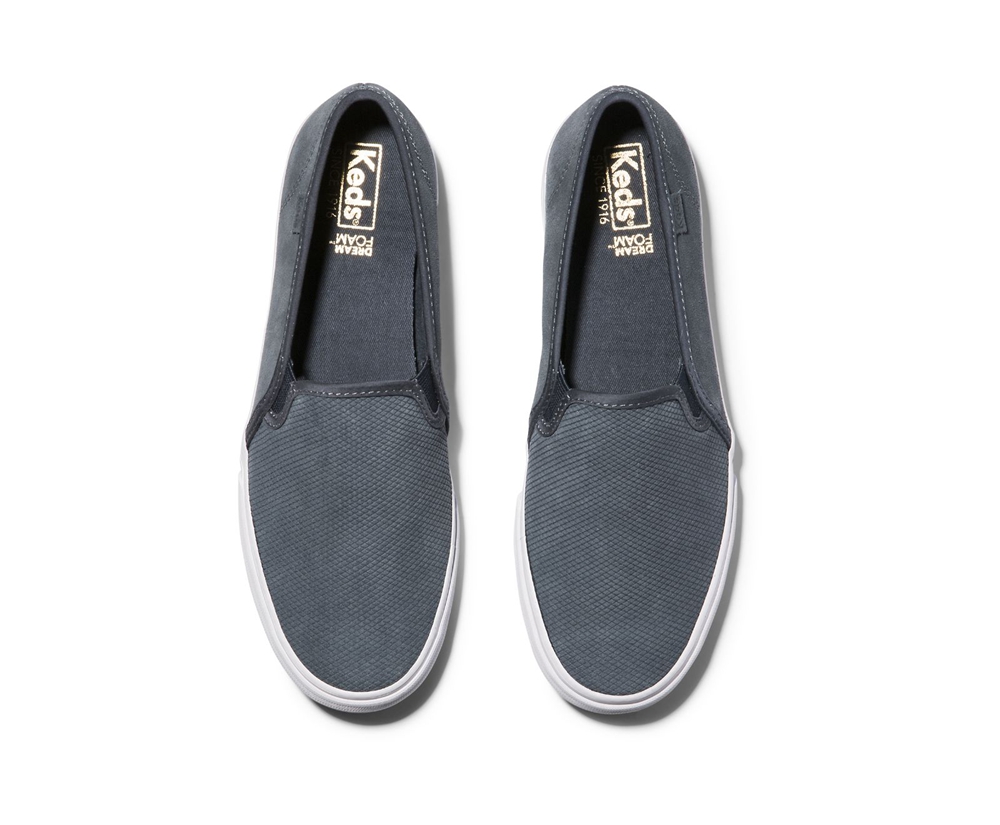 Slip On Γυναικεια - Keds Double Decker Suede - Γκρι - UONPZ0387